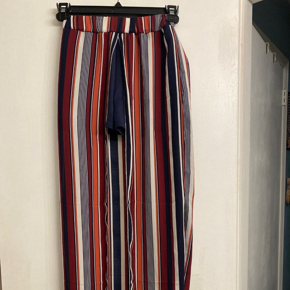 Rainbow Long Multicolored Open Skirt with Shorts - Size Medium